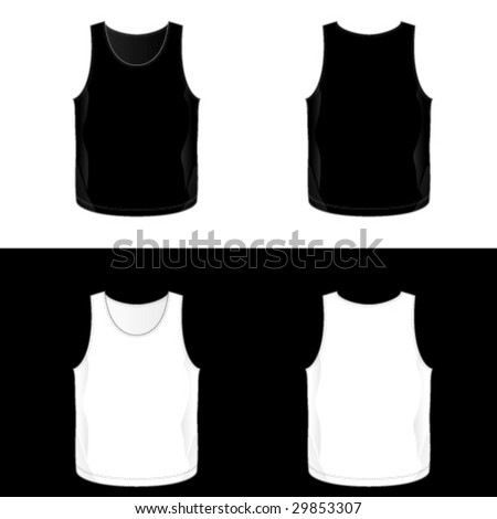 Silkscreen series. Black and white realistic blank men's tank top templates. See also V-neck, t-shirt and sleeveless shirt illustrations.