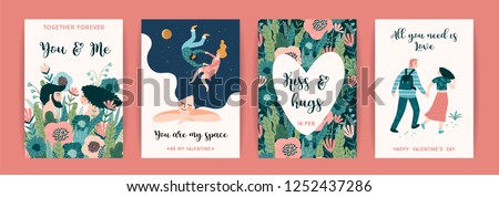 Romantic set of cute illustration. Love, love story, relationship. Vector design concept for Valentines Day and other users.