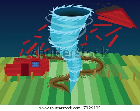 Tornado destroying house