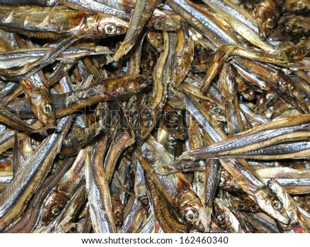 Dried salted fish snack sold in bulk in Asian markets