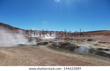 geyser Chile bolivia mountain hot spring water panorama