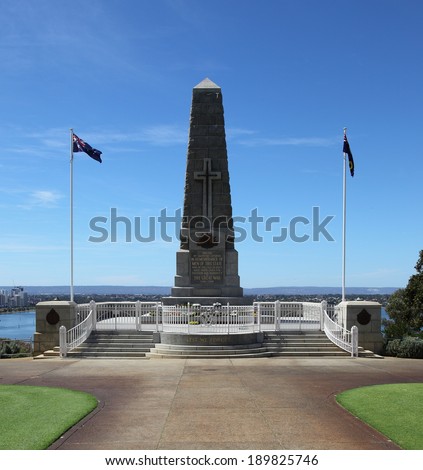 The War Memorial at Kings Park, Perth, Western Australia/War Memorial/Photo of the World War one memorial at Kings Park, Perth, Western Australia. Swan River and Perth city in background.