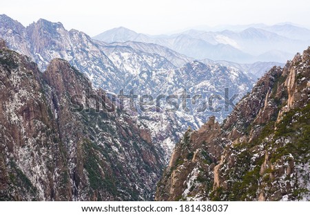 Mount Huangshan winter scenery, one of the most famous mountains in China
