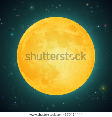 Illustration of a full moon  on a background of the starry sky