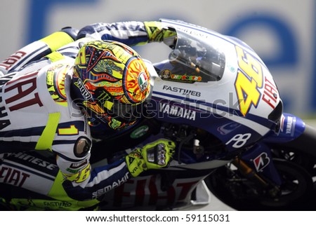 BRNO, CZECH REP, AUGUST-15:Valentino Rossi at the Masaryk circuit arrived fifth on Sunday, August 15, 2010 in Brno, Czech republic. He announced the change of the Yamaha team for Ducati.