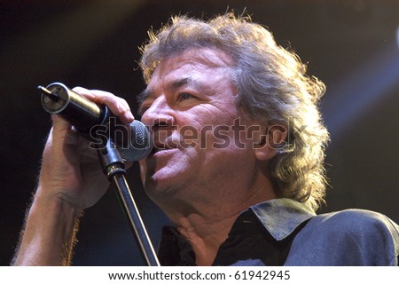 BRNO,CZECH REP-FEB 22:Ian Gillan,singer of band Deep Purple on concert at the hall Rondo February 22, 2006 in Brno, Czech Republic. The group arrived as part of tour for the album Rapture Of The Deep.