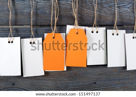 white and orange labels