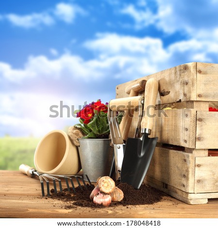 box of wood and tools