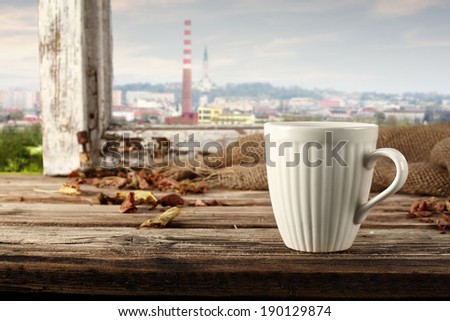 dirty old sill and warm drink