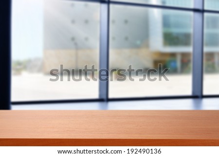 top of free space in office and window on the city