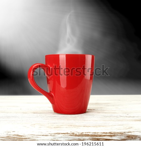 red mug white table