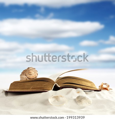 summer book with big shell