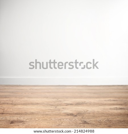 wooden retro floor with wall for you text