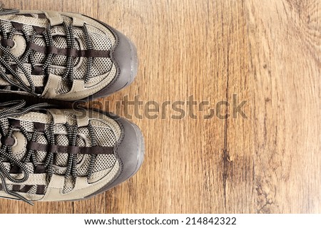 background of sport shoes on desk