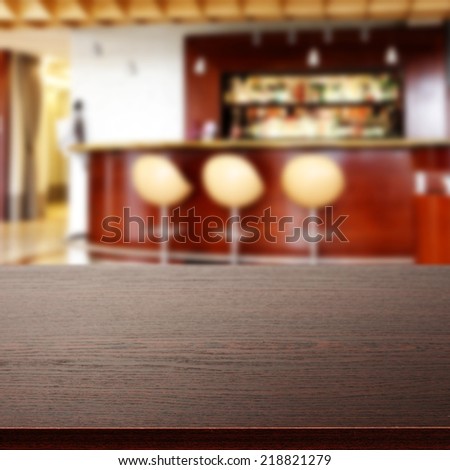 interior of bar in restaurant and dark desk