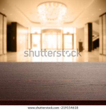dark desk top and lobby place of hotel