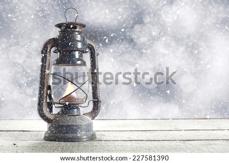 desk of snow and lamp of blue