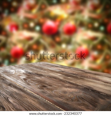 home decoration of holiday time and desk of wood and table space
