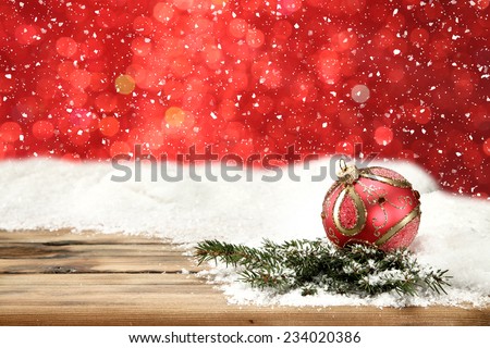 holiday red decoration and one red ball with tree