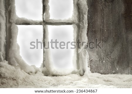 retro frame of window and frost