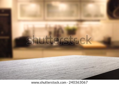 dark desk space and home kitchen