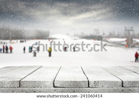 background of winter space of ski lift and desk