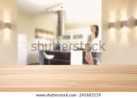 yellow desk space and woman in kitchen