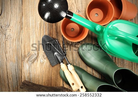 background of wood and tools on floor