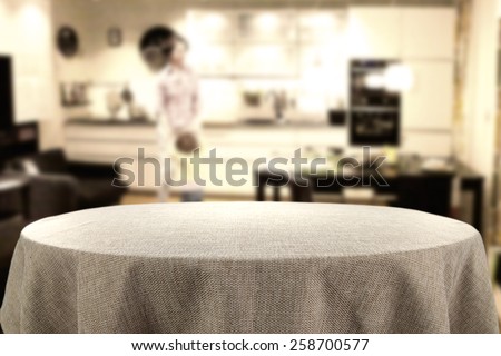 table with tablecloth