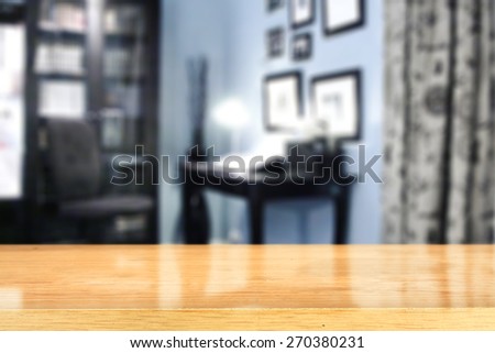 blue interior of office and yellow desk space