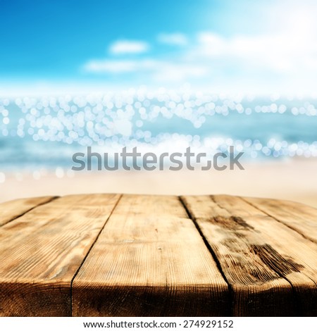 tropical background of ocean and table place and travel time