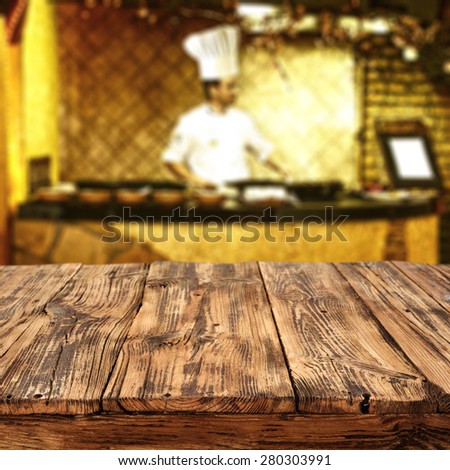 restaurant and cook in kitchen