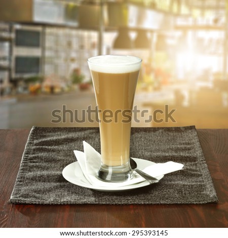 smell of coffee and glass with cafe background