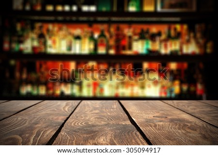 retro wooden table in bar