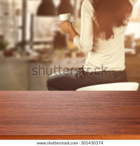 red desk top woman on chair of white color and sun light