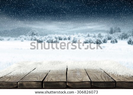 brown wooden table of snow space