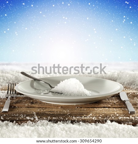 white plate of snow