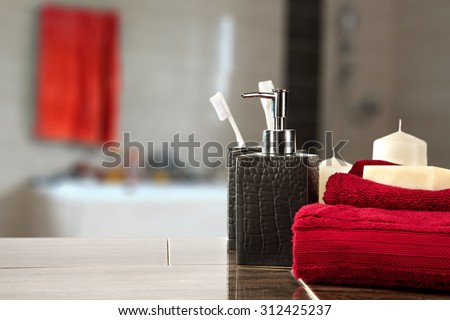 soap red towels free space and clean time