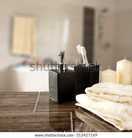 luxury interior of bathroom and towel