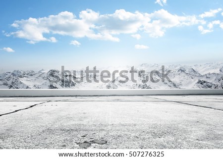 Similar – Foto Bild Winter verschneite leere Landstraße