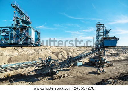 Mining machinery in the mine closeup