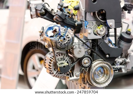Turbo car engine close up