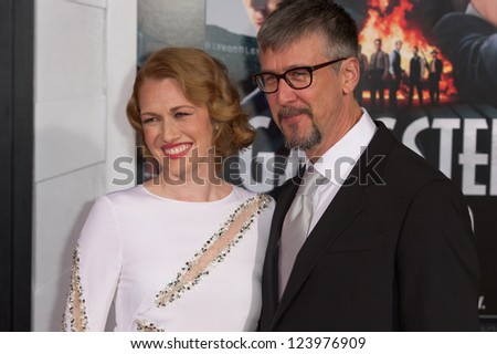 LOS ANGELES, CA - JANUARY 7: Mireille Enos and Alan Ruck arrive at the premiere of Gangster Squad at Grauman\'s Chinese Theatre in Los Angeles, CA on January 7, 2013