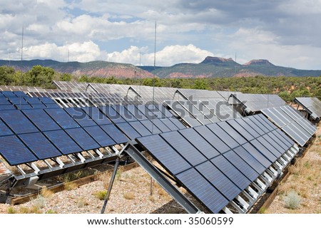 An array of solar panels provides power in the mountains