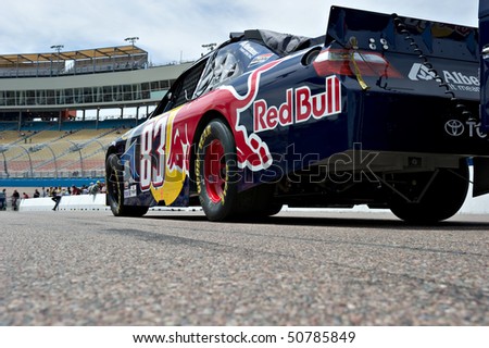 AVONDALE, AZ - APRIL 10: The #83 Red Bull Toyota car, driven by Brian Vickers, awaits the start of the Subway Fresh Fit 600 NASCAR Sprint Cup race on April 10, 2010 in Avondale, AZ.