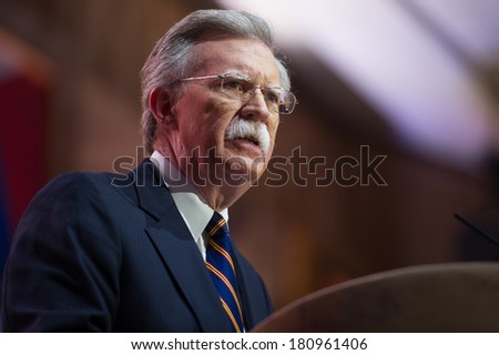 NATIONAL HARBOR, MD - MARCH 6, 2014: Former United Nations Ambassador John Bolton speaks at the Conservative Political Action Conference (CPAC).
