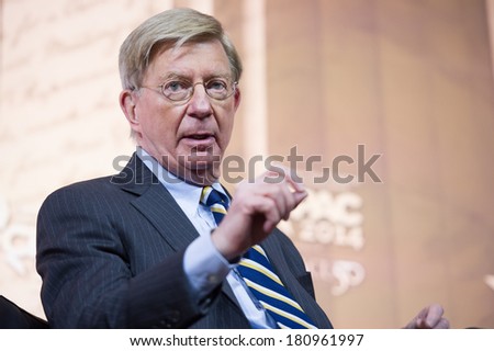 NATIONAL HARBOR, MD - MARCH 6, 2014: Columnist George Will speaks at the Conservative Political Action Conference (CPAC).