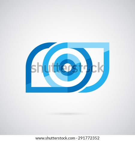 Creative geometric technical blue eyes logo template. For medical centers and company. Modern surveillance technology. Creative symbol for company identity, advertising, poster, banner, web and flyer.