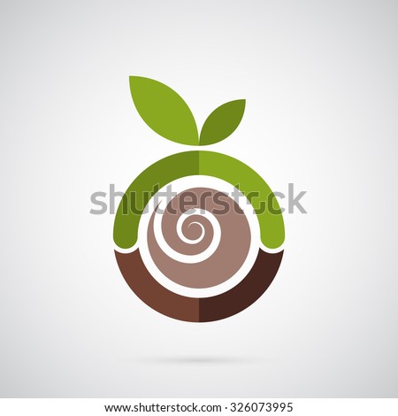 Abstract green apple logo template. Spiral seed inside the apple. Creative symbol for company identity, advertising, poster, banner, web and flyer.