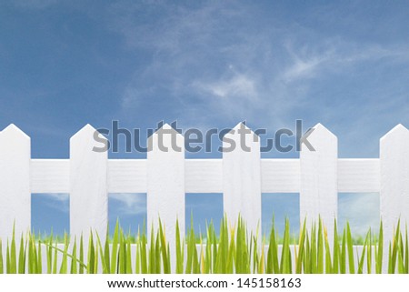 beautiful white fence and blue sky